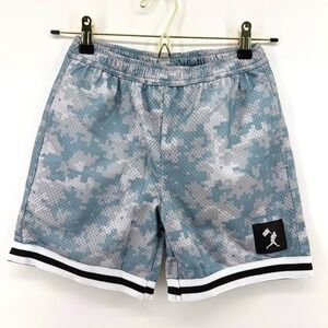 Baseballism Kids Blue Grey Digital Camo Mesh Athletic Shorts Youth Small NEW